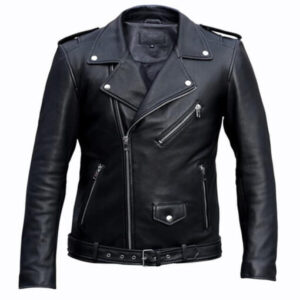 Men Stylish Asymmetrical Black Leather Jacket