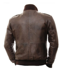 Men’s Dark Brown Bomber Jacket with Shoulder Patches