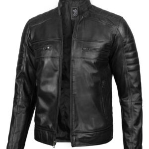 Men’s Cafe Racer Real Leather Motorcycle Jacket