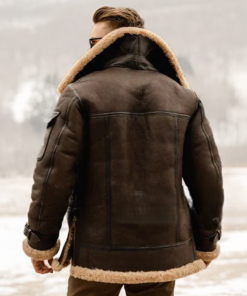 Brown Belted Cuffs Bomber Leather Jacket