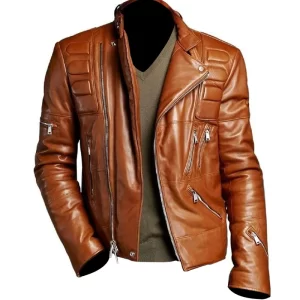 Brown Padded Motorcycle Jacket